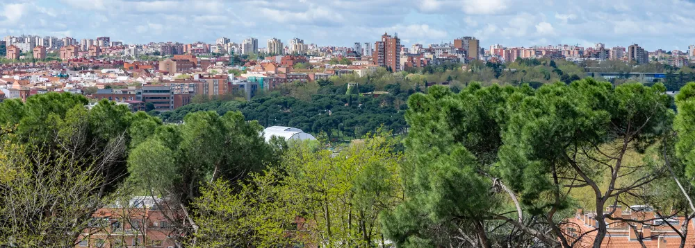 Elevated view of madrid skyline